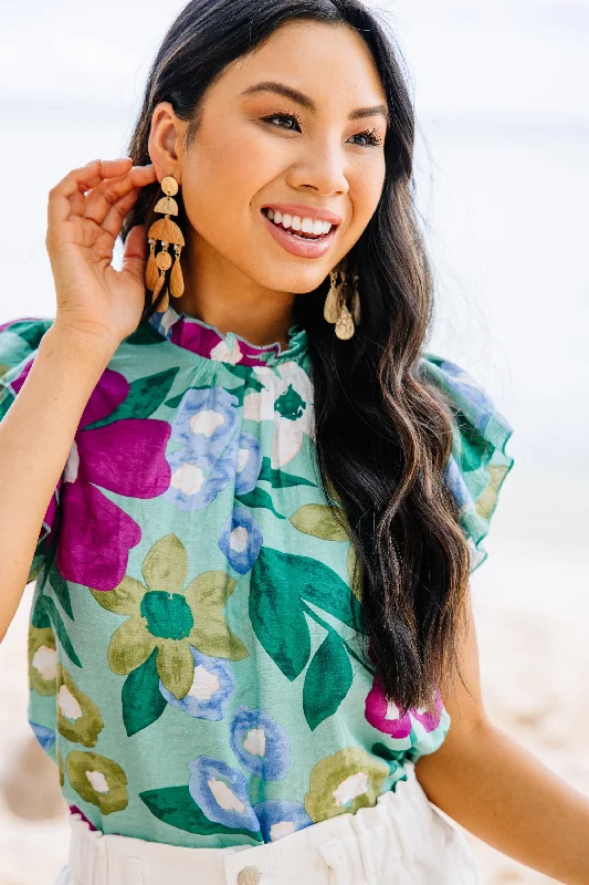 A True Beauty Sage Green Floral Blouse Office-Ready Blouse