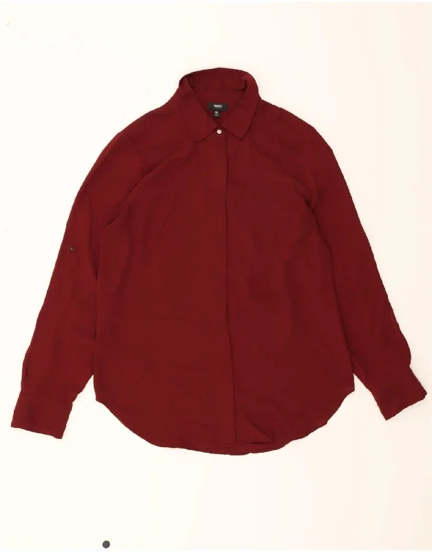 MOSSIMO Womens Shirt Blouse UK 14 Medium Red Polyester Asymmetric Hem Blouse