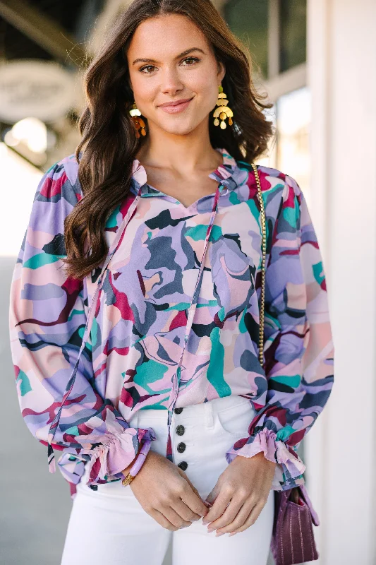Loving It All Lavender Purple Abstract Blouse Double-Layered Blouse