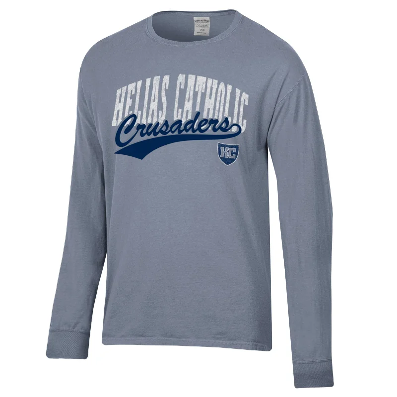 HC Crusaders Script w/ Shield L/s T-Shirt-- Graphic T-Shirt Round Neck Polyester