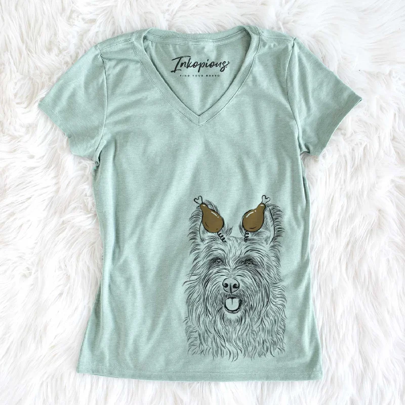 Thanksgiving Kyros the Berger Picard - Women's V-neck Shirt-- Print Jacquard Patchwork Thanksgiving Kyros the Berger Picard - Women's V-neck Shirt-- Print Jacquard Patchwork