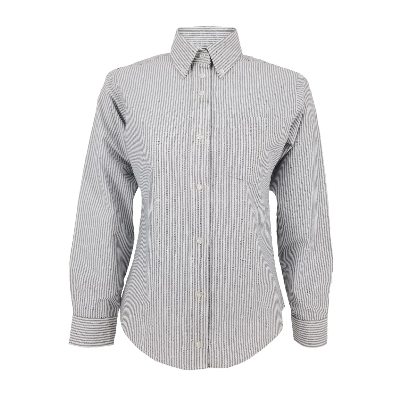 Grey Stripe Shirt For Girls - 6242-- Chenille Fabric Brocade Fabric Lace Fabric