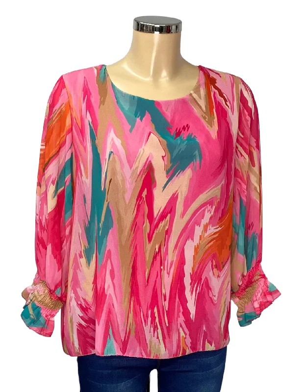 Multi Print Chiffon Blouse (3 Colours) Oversized Silk Blouse