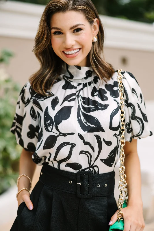 Keep Your Cool Black Floral Blouse Office Formal Blouse
