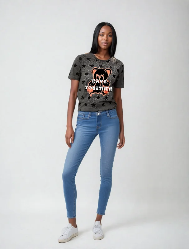 Rave Together Unisex Star T-Shirt-- Ribbed T-Shirt High Neck Heavyweight