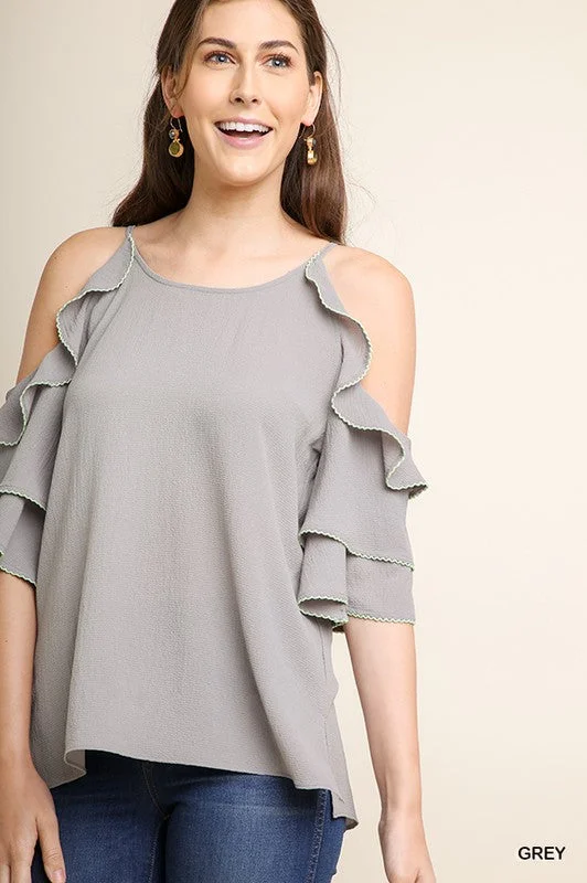 Layered Open Shoulder Blouse Boho Chic Blouse