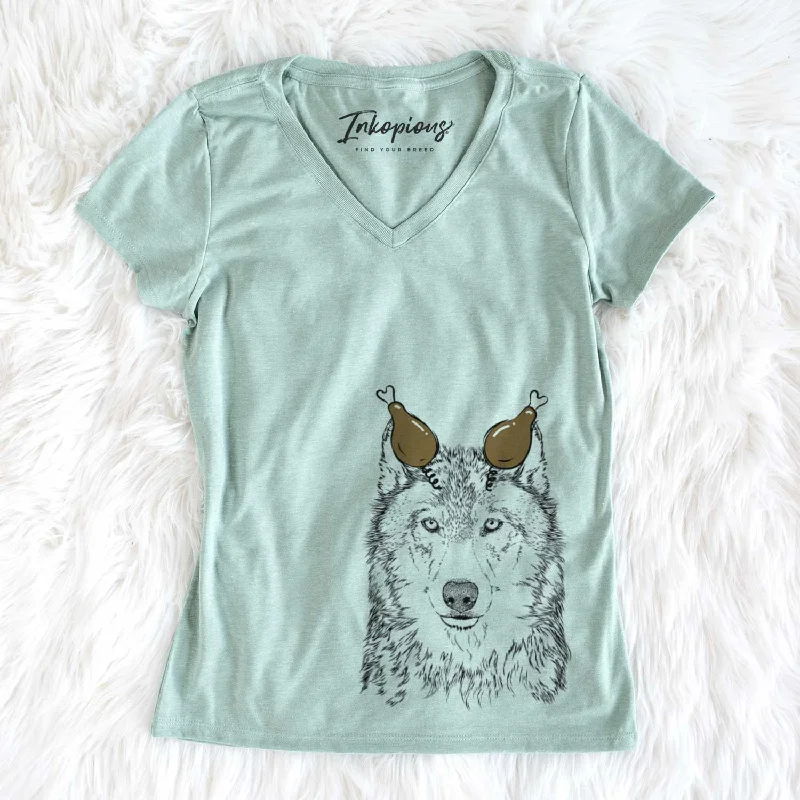 Thanksgiving Django the Grey Wolf - Women's V-neck Shirt-- Fashionable Trendy Casual