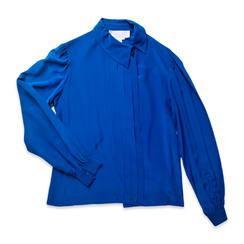 Vintage 80s Silk Pleated Blouse Modern Work Blouse