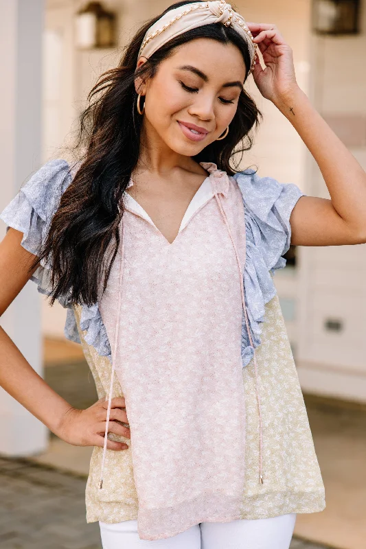 You Can Feel The Love Peach Pink Floral Blouse Satin Long Blouse