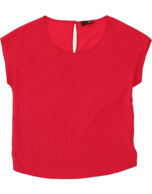 LIU JO Womens Blouse Top IT 44 Medium Red Polyester Double Button Blouse