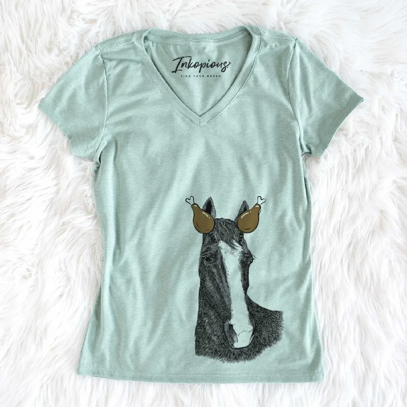 Thanksgiving Gibson the Tennessee Walking Horse - Women's V-neck Shirt-- Collared T-Shirt Boat Neck A-Line Thanksgiving Gibson the Tennessee Walking Horse - Women's V-neck Shirt-- Collared T-Shirt Boat Neck A-Line