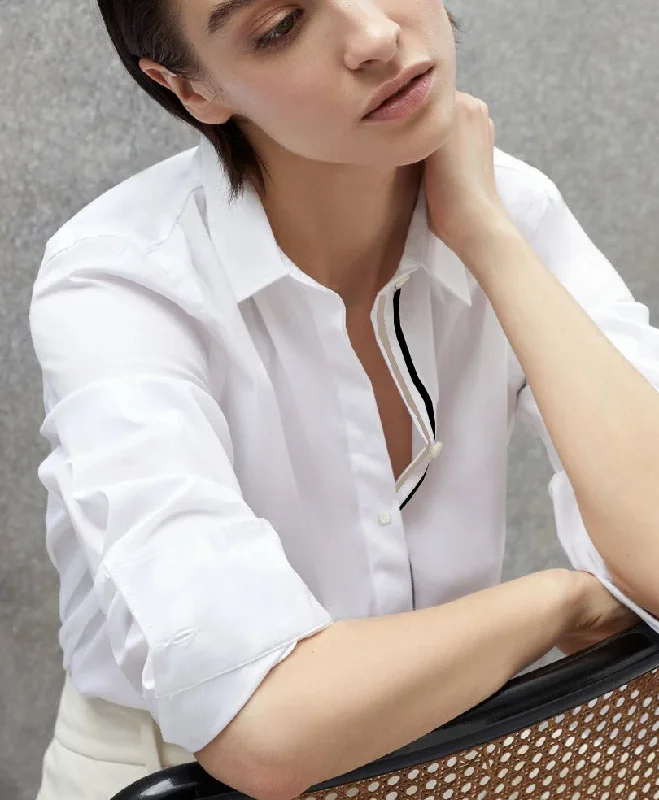 White Detailed Shirt (Women)-- Satin Fabric Silk Fabric Chiffon Fabric
