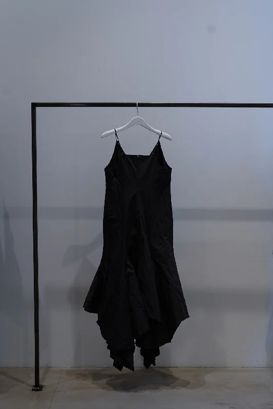 Wrinkled Cotton V Neck Spaghetti Dress Square Neckline Feminine