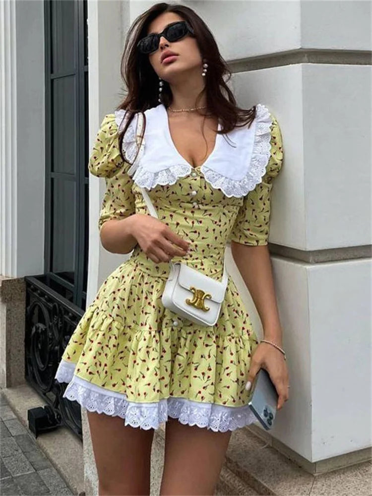 Bonnyshow Summer Printed Patchwork Mini Dress Female V-Neck Short Sleeve Slim Fashion Elegant Party Dress Gown For Women DresS Tunics Short Trendy Bonnyshow Summer Printed Patchwork Mini Dress Female V-Neck Short Sleeve Slim Fashion Elegant Party Dress Gown For Women DresS Tunics Short Trendy