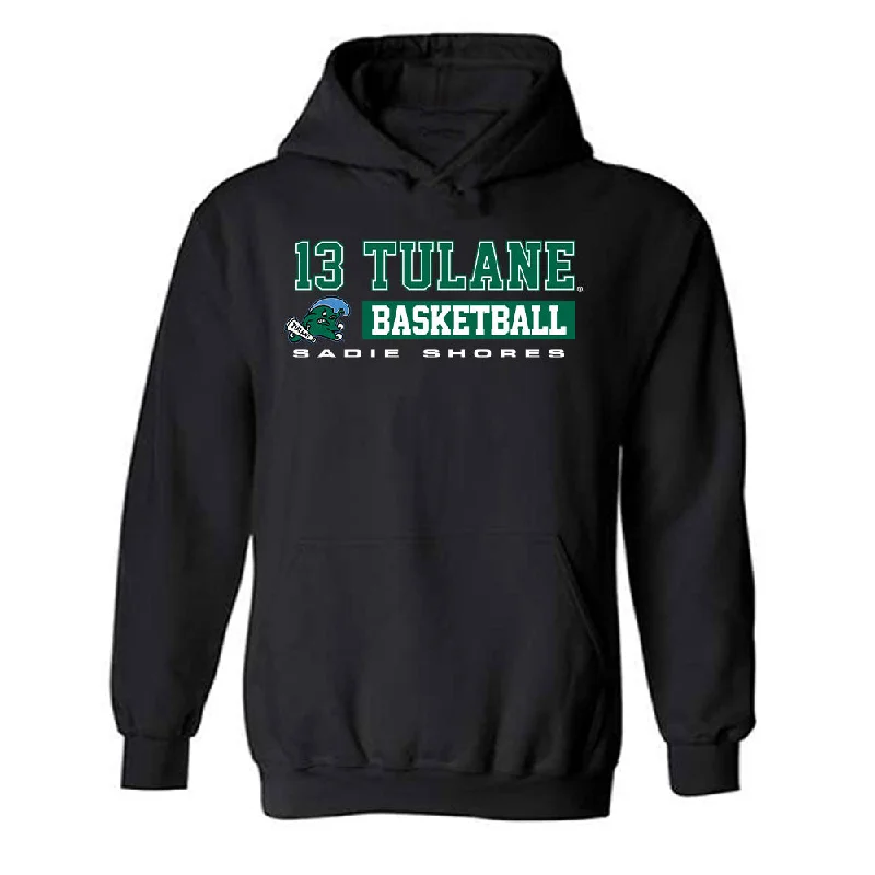 Tulane - NCAA Women's Basketball : Sadie Shores - Classic Fashion Shersey Hooded Sweatshirt Hoodie with Hem Embroidery Detailed Premium