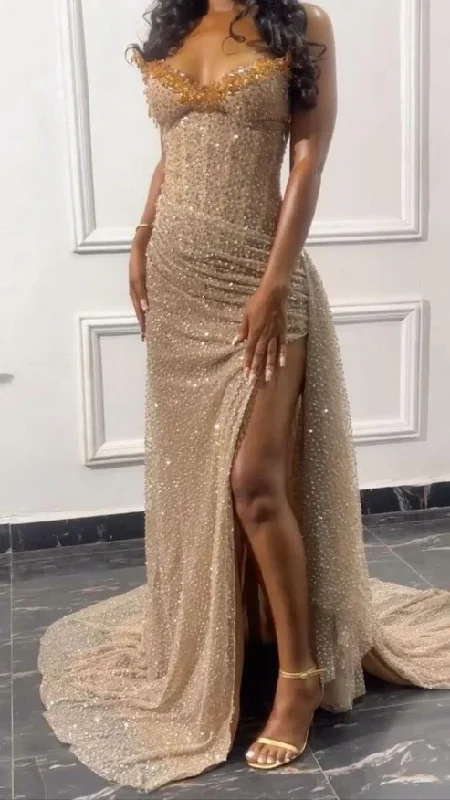 Stunning Sweetheart Beading Sequins Mermaid Long Evening Party Dress MD7327 Tunics Top rated