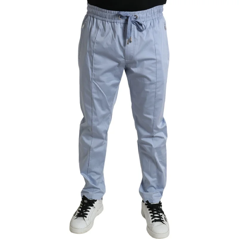 Dolce & Gabbana Elegant Light Blue Jogger Pants for Men Trendy Palazzo Pants