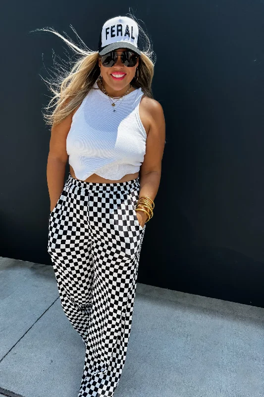 Hazel Blues® |  BOLD BLOCK CHECKER PANTS Fashionable Sporty Pants