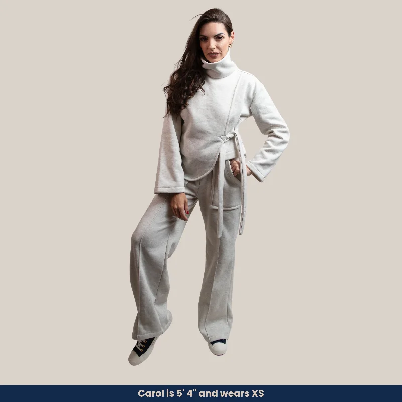 Luciana - Soft Fleece high-collar top and wide-leg pants set (2-piece set) Comfy Athletic Pants Luciana - Soft Fleece high-collar top and wide-leg pants set (2-piece set) Comfy Athletic Pants