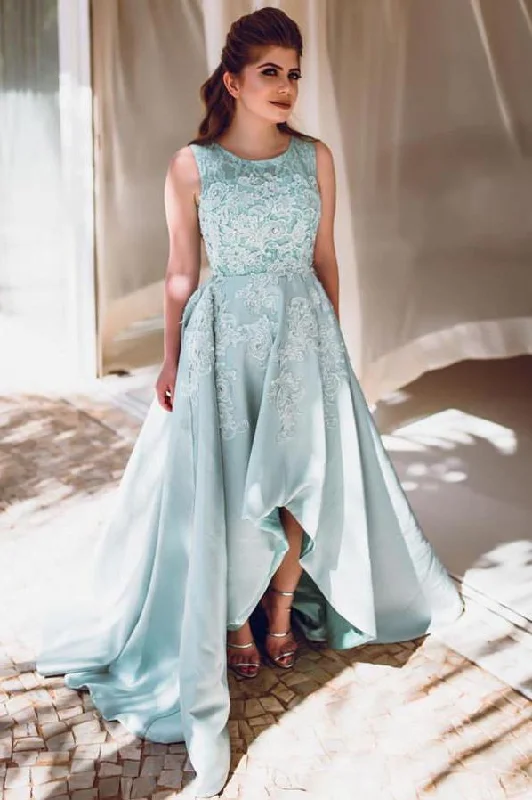 Elegant Mint High Low Long Lace Prom Dress Party Dress Tunics Lace romantic