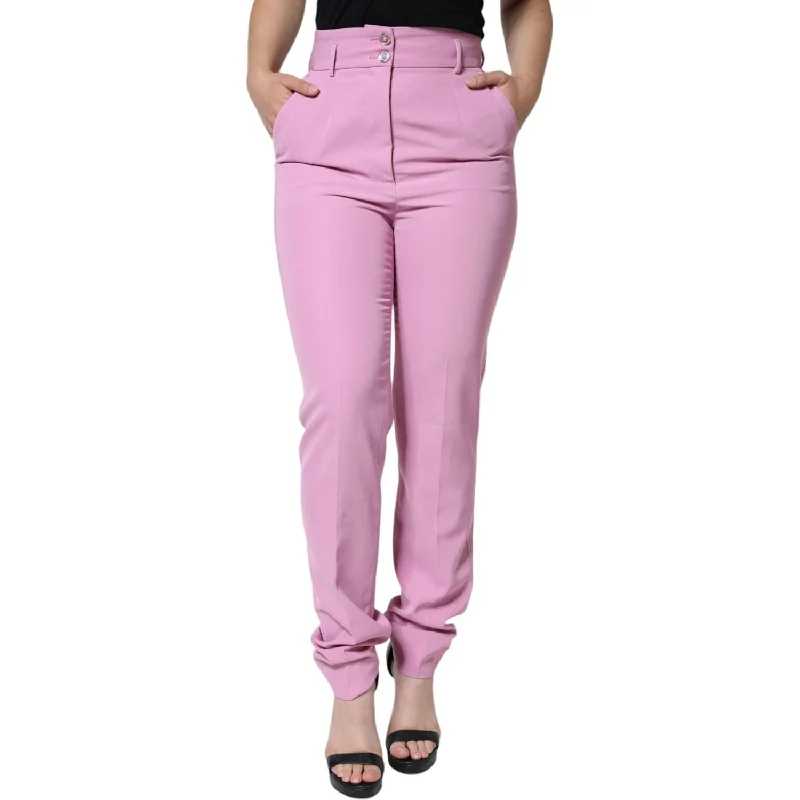 Dolce & Gabbana Pink Polyester High Waist Women Tapered Pants Comfortable Denim Leggings Dolce & Gabbana Pink Polyester High Waist Women Tapered Pants Comfortable Denim Leggings