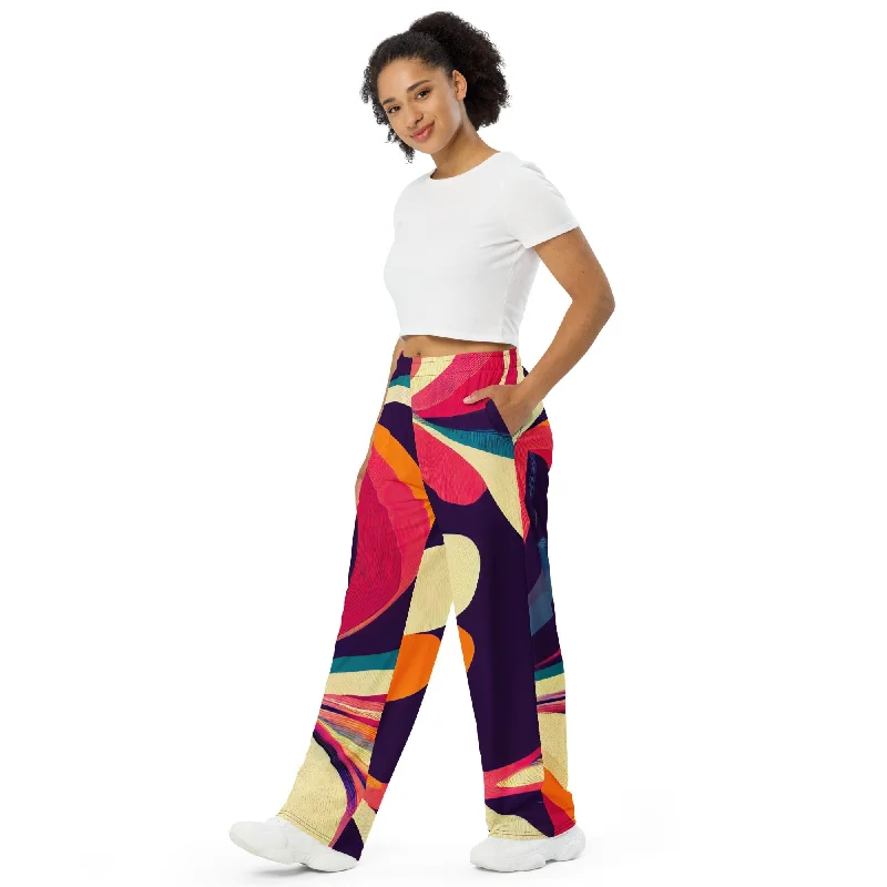 Psychedelic Retro Wide Leg Pants | 70s Boho Chic Style Slim Fit Casual Pants