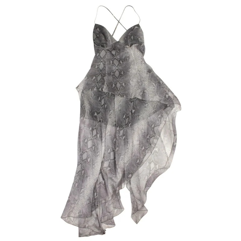 Amiri Silk Snake Print Long Dress - Gray Tunics Versatile functional