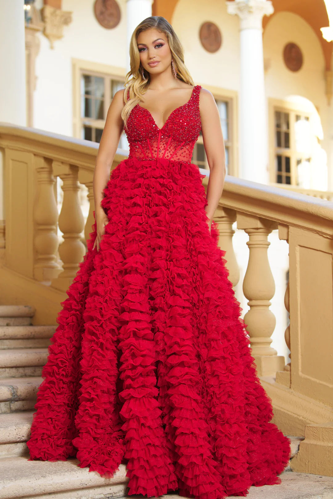 Ava Presley 28584 Long Prom Dress Beaded Tank Corset Sheer Waist Organza Ballgown Dramatic Skirt Formal Pageant A-Line Day Work Ava Presley 28584 Long Prom Dress Beaded Tank Corset Sheer Waist Organza Ballgown Dramatic Skirt Formal Pageant A-Line Day Work