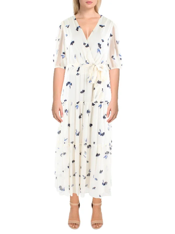 Womens Surplice Tiered Evening Dress Tunics Versatile functional