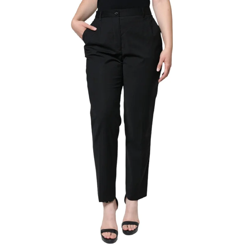 Dolce & Gabbana Black High Waist Tapered Pants Trendy Work Pants