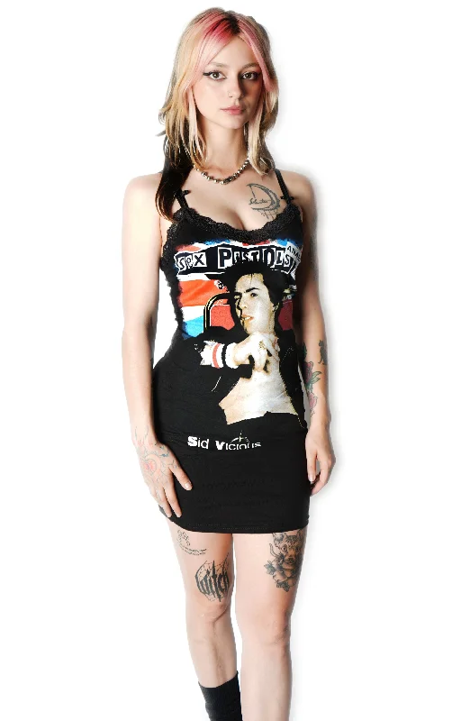 Sid - Sex Pistols Lace Strap Dress Tunics Spring floral