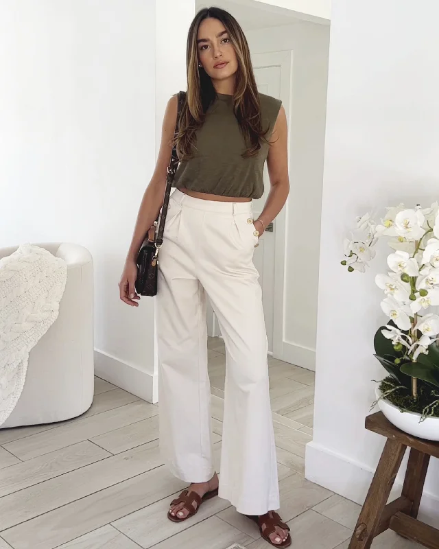 Splendid x Rachelove Sailor Wide-Leg Pants Slim-Fit Khaki Pants