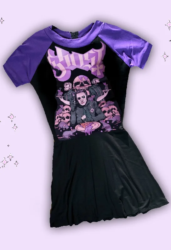 Ghost (Purple Sleeves) Baby Doll Dress (Custom order) sweetheart Neckline Romantic