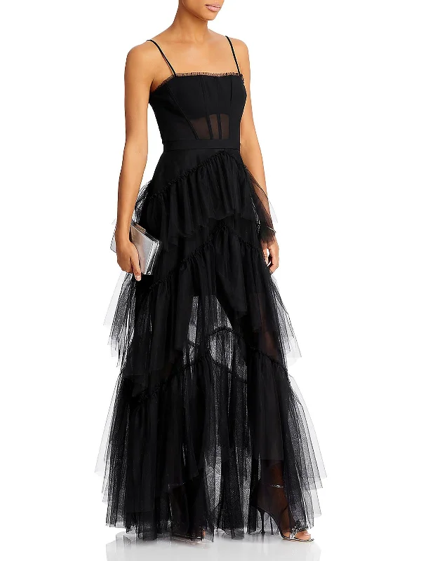 Womens Tiered Illusion Evening Dress Tunics Top rated