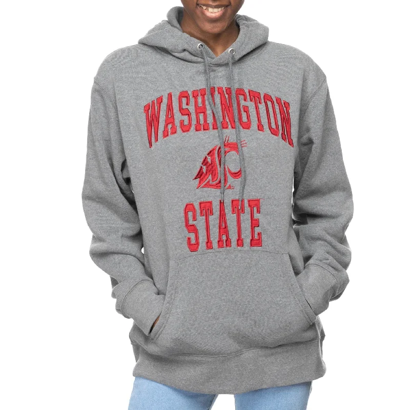 ZooZatz Unisex Washington State Gray Embroidered Hoodie Hoodie with Drawstring Waist Adjustable Fitted