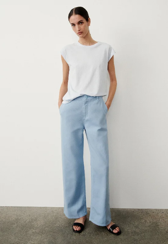 Derby Pant - Pale Blue Denim Stylish Paperbag Waist Pants