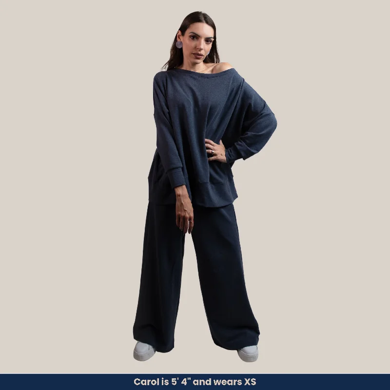 Maya - Soft Bamboo French Terry Oversized Top and Wide-Leg Pants Set (2-Piece Set) Trendy Palazzo Pants Maya - Soft Bamboo French Terry Oversized Top and Wide-Leg Pants Set (2-Piece Set) Trendy Palazzo Pants