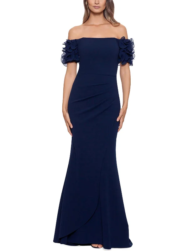 Womens Off-The-Shoulder Long Evening Dress Floral Print girly