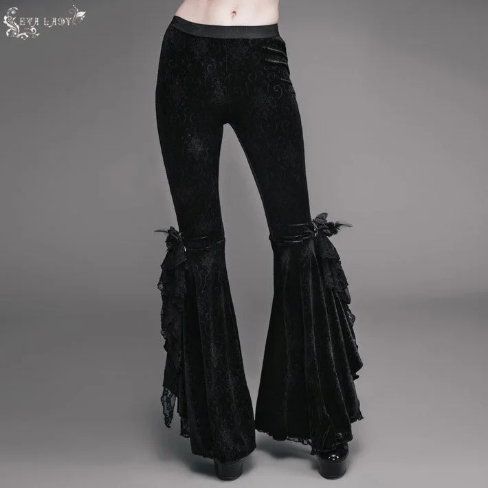EPT002 sexy women dark patterned stretchy embossed velvet flared pants Trendy Palazzo Pants EPT002 sexy women dark patterned stretchy embossed velvet flared pants Trendy Palazzo Pants