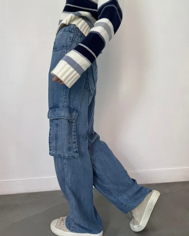 Aven Indigo Cargo Pant Comfy Cargo Trousers