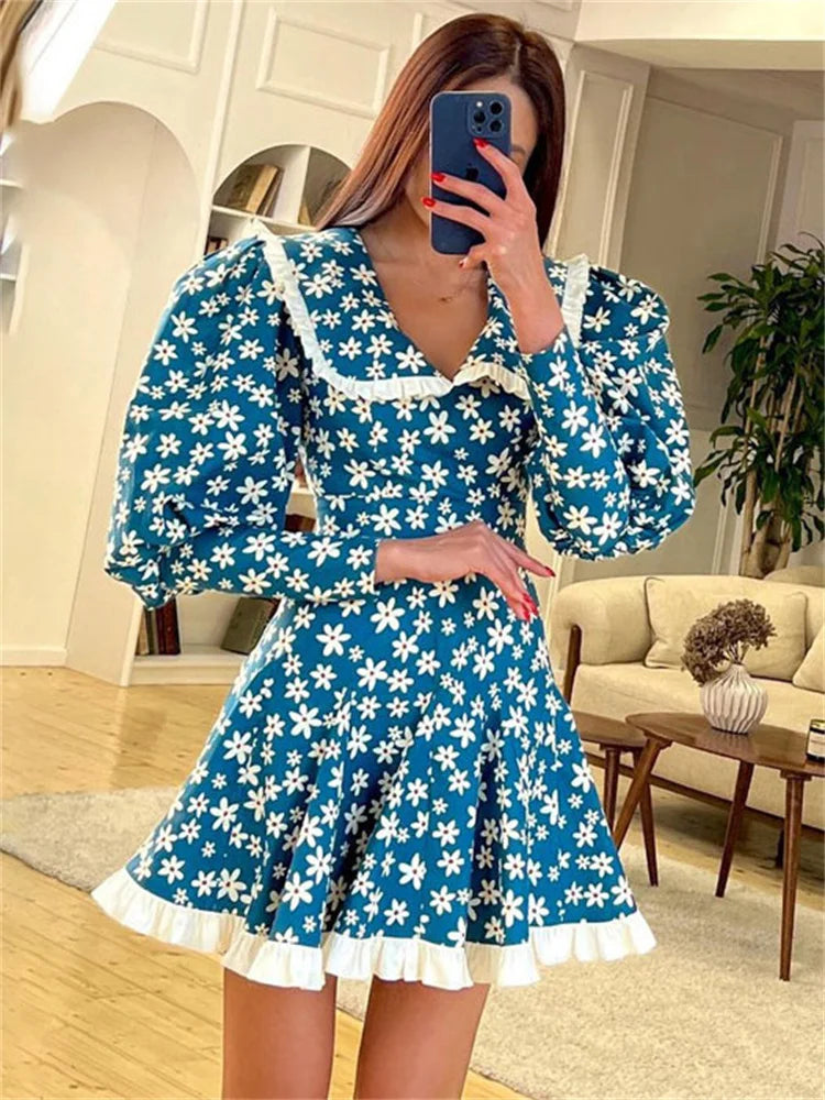Bonnyshow Printed V-Neck Mini Dress For Women Ruffled Fashion Elegant Party Dress Evening Slim Long Sleeve High Street Female Dress Crew Neckline Sporty Bonnyshow Printed V-Neck Mini Dress For Women Ruffled Fashion Elegant Party Dress Evening Slim Long Sleeve High Street Female Dress Crew Neckline Sporty