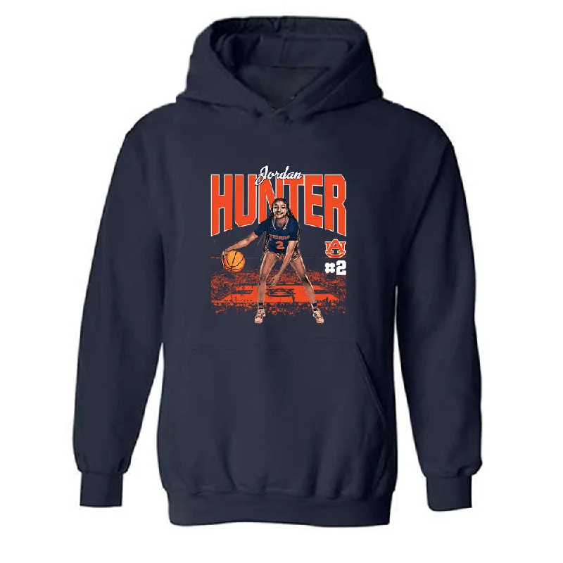 Auburn - NCAA Women's Basketball : Jordan Hunter - Individual Caricature Hooded Sweatshirt Hoodie with Turtle Neck Cozy Winter