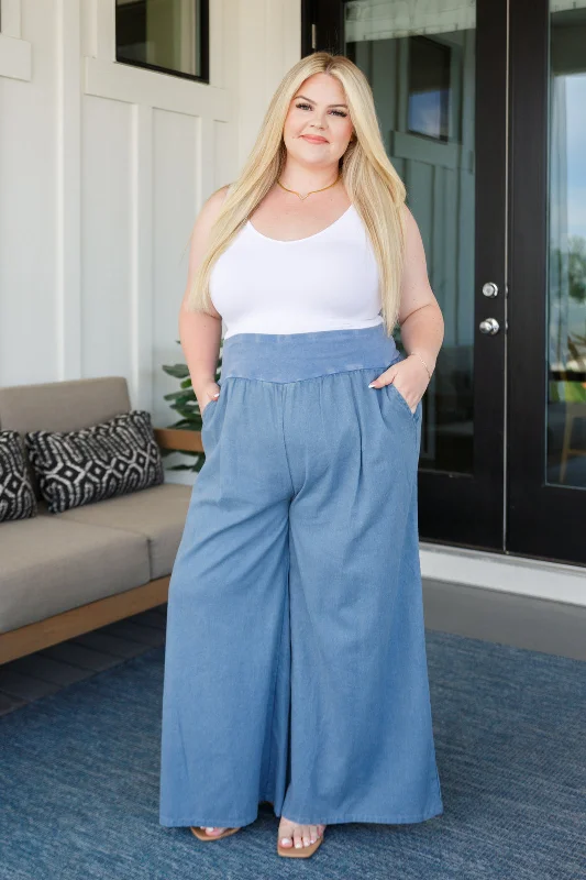 Hazel Blues® |  Contemplating Cool Wide Leg Pants Stylish Elastic Waist Pants