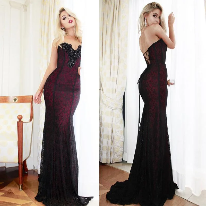 Sweetheart Handmade Beaded Long Mermaid Black Lace Prom Dresses,Evening Party Dress,PDY0368 Tunics Fleece cozy Sweetheart Handmade Beaded Long Mermaid Black Lace Prom Dresses,Evening Party Dress,PDY0368 Tunics Fleece cozy