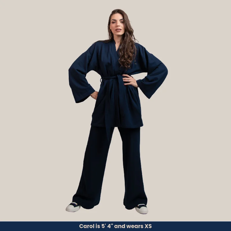 Olivia - Soft Fleece Kimono-Style Top and Wide-Leg Pants Set (2-Piece Set) Chic Capri Pants Olivia - Soft Fleece Kimono-Style Top and Wide-Leg Pants Set (2-Piece Set) Chic Capri Pants