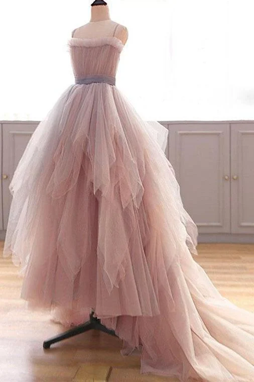 Vintage A Line Spaghetti Straps Blush Prom Dresses, Puffy Ruffles Party Dresses M1891 Tunics Cozy soft Vintage A Line Spaghetti Straps Blush Prom Dresses, Puffy Ruffles Party Dresses M1891 Tunics Cozy soft