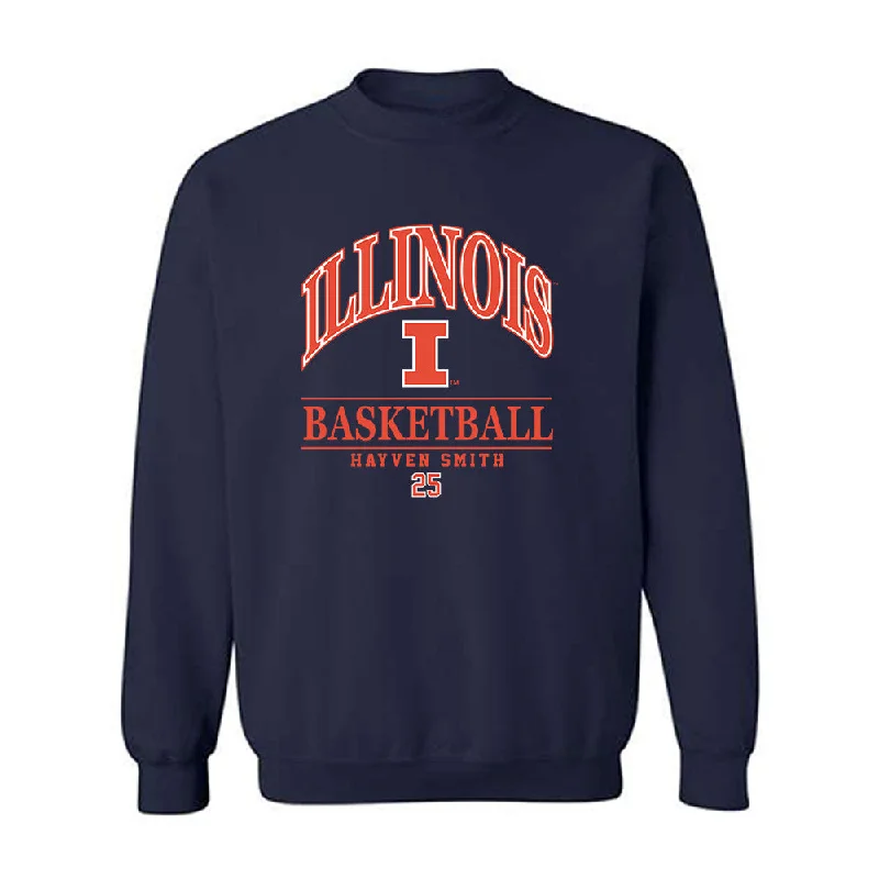 Illinois - NCAA Women's Basketball : Hayven Smith - Classic Fashion Shersey Crewneck Sweatshirt Hoodie with Hem Ribbing Snug Secure Illinois - NCAA Women's Basketball : Hayven Smith - Classic Fashion Shersey Crewneck Sweatshirt Hoodie with Hem Ribbing Snug Secure