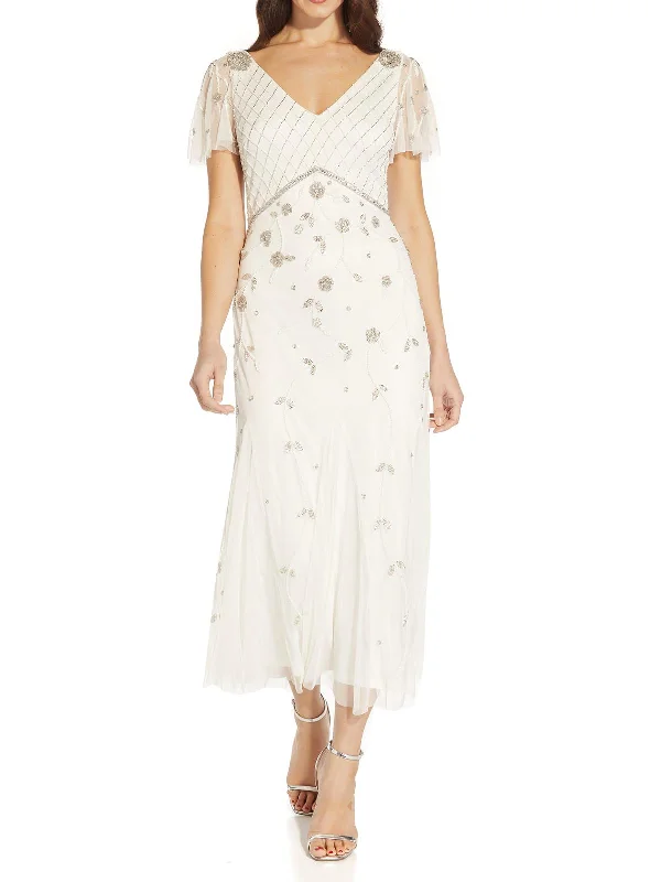 Petites Womens Embellished Prom Evening Dress Tunics Trendy modern
