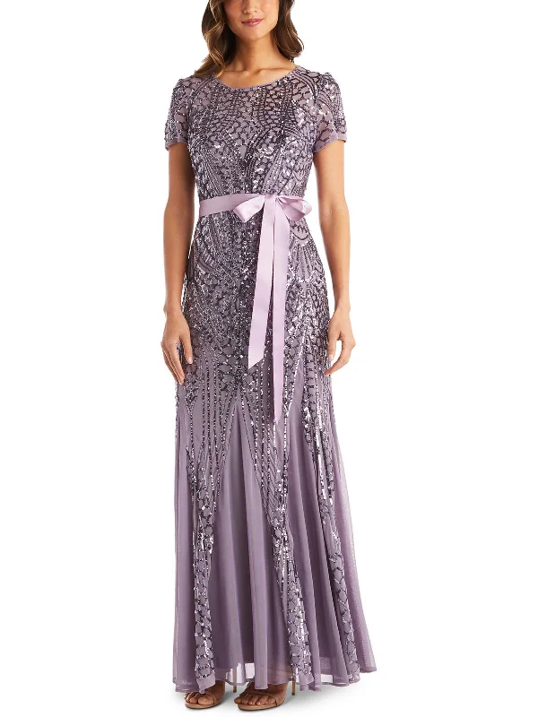 Womens Sequined Maxi Evening Dress Tunics Distressed trendy