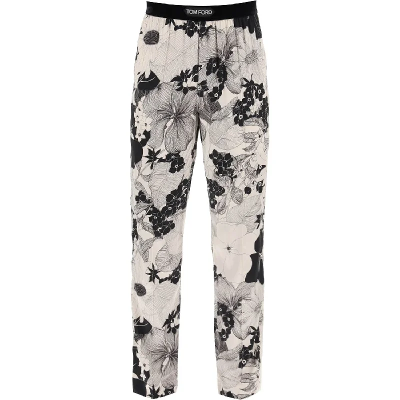 Tom Ford pajama pants in floral silk Soft Stretch Trousers
